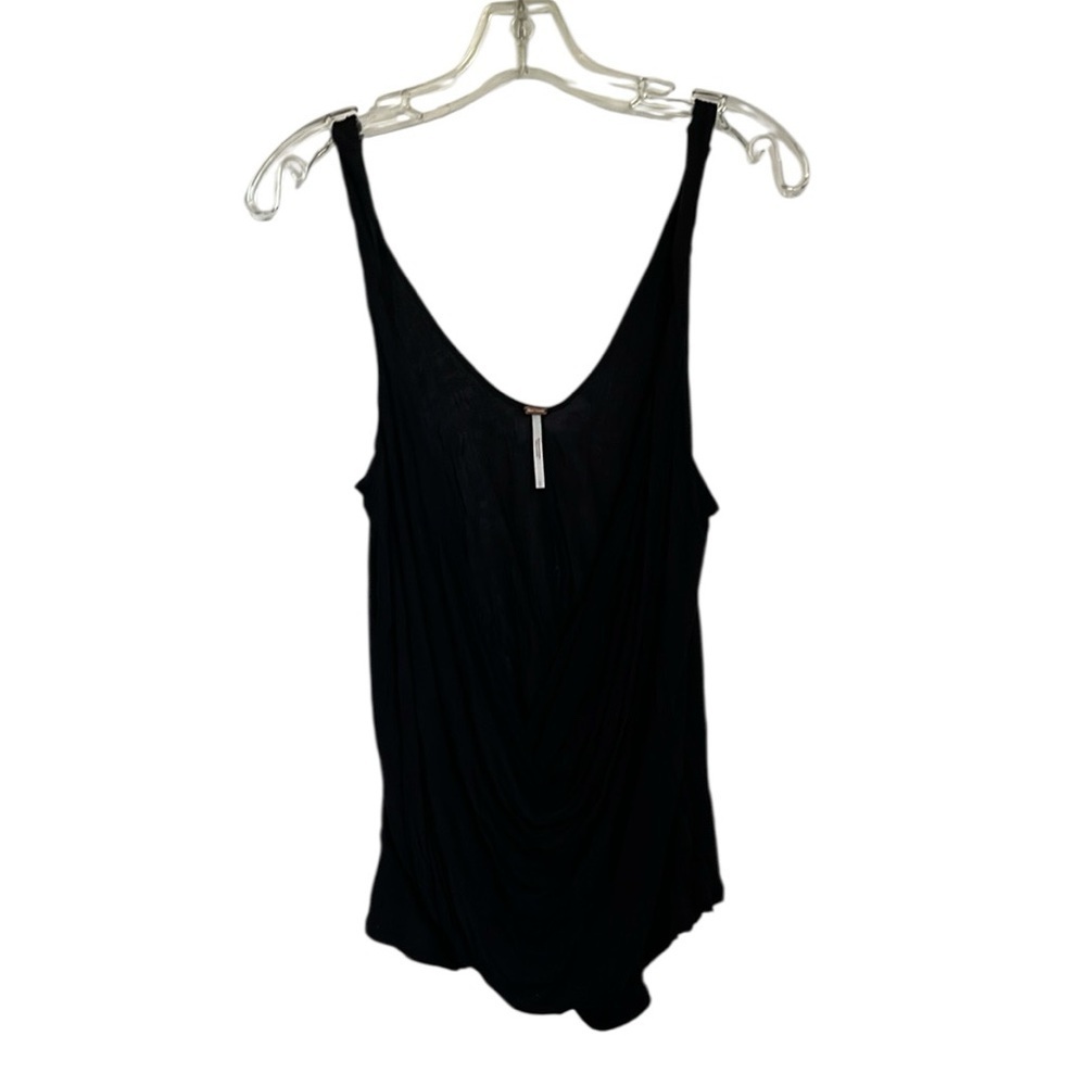 FREE PEOPLE Black Sleeveless Ribbed Plunge V-Neck Size L